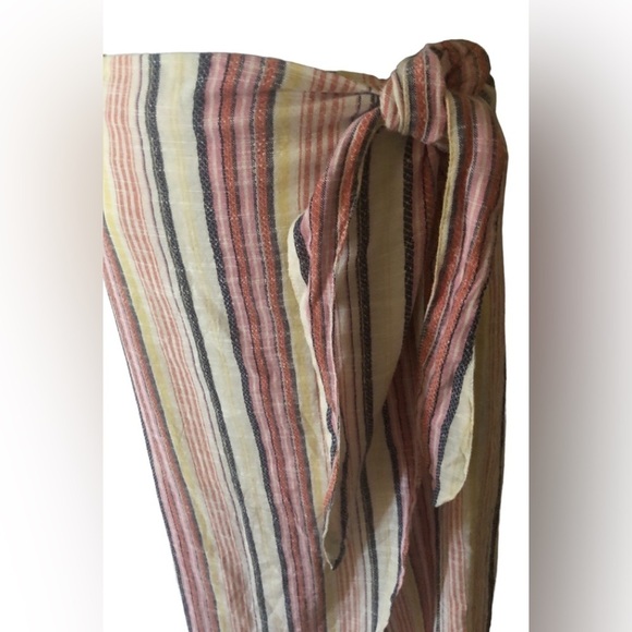 Free People Aubrey Sarong Sz  Small Multi Combo Skirt Swim Cover Striped Cotton - Picture 3 of 6